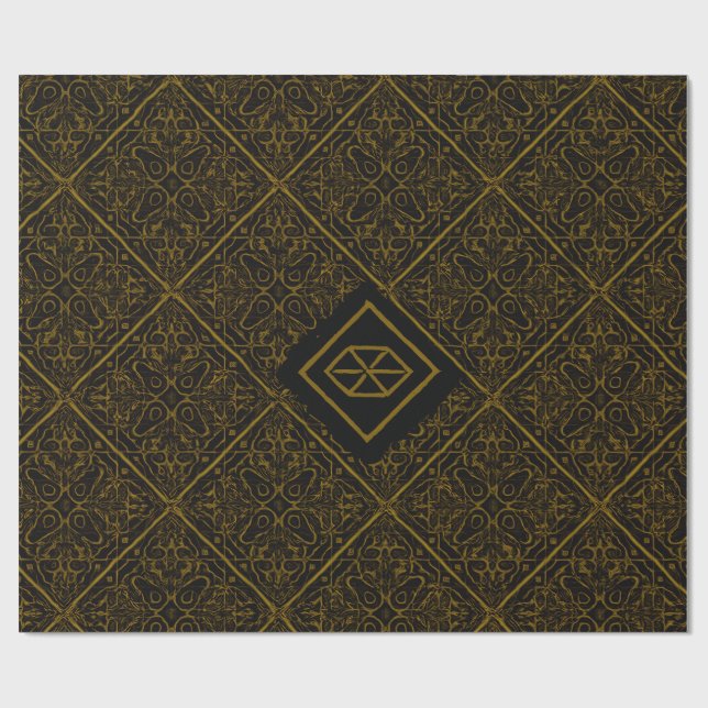 Lyxigt andalusiskt guldinslagspapper – Geometrisk Presentpapper (Platt)
