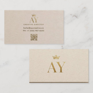 Lyxigt AY Monogram Visitenkort - Beige Guld Kronan Visitkort