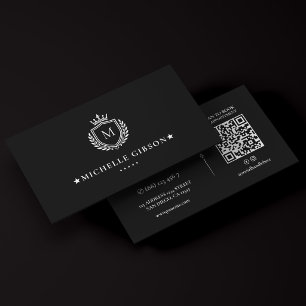 Lyxigt Byggande Minimal Monogram Kron Crest Visitkort