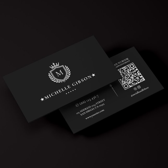 Lyxigt Byggande Minimal Monogram Kron Crest Visitkort ( Luxury Minimal Monogram Crown Crest Branding Business Card
)