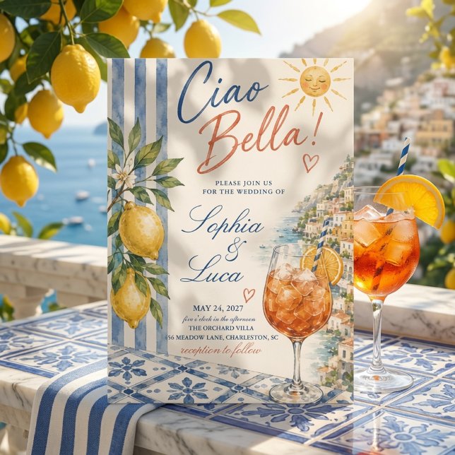 Lyxigt Ciao Bella Italiensk Citron Bröllop Inbjudningar (Skapare uppladdad)
