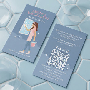 Lyxigt Elegant Städhushåll Städtjänst Foto QR-kod Visitkort