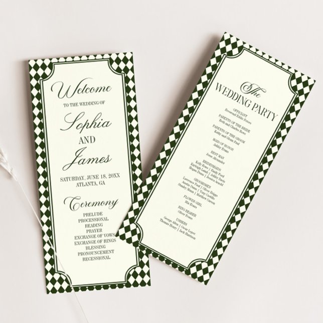 Lyxigt gammalt pengar Olivgrön Elfenben Vintage Br Program (Skapare uppladdad)