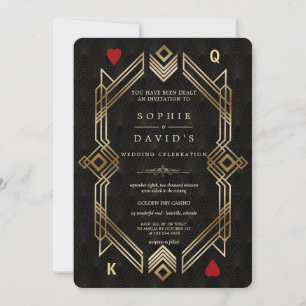 Lyxigt Great Gatsby Kasino Las Vegas Poker Bröllop Inbjudningar