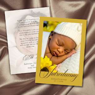 Lyxigt Guld Introducerande Foto Baby Tack Kort