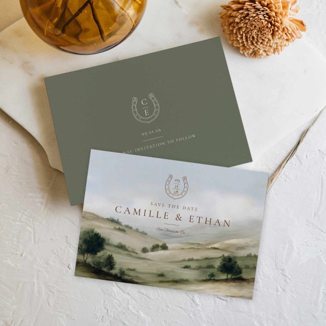 Lyxigt herrgårdsboende Save The Date-kort (Modern Western Save the Date Card)