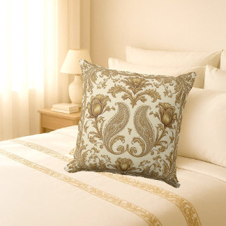 Lyxigt persiskt arv Guld utsmyckad Paisley accent Kudde