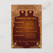 Lyxigt rött och guld bröllopskort Detaljerad kort