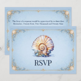 Lyxigt sjöskal bröllop strand tema conch RSVP Inbjudningar
