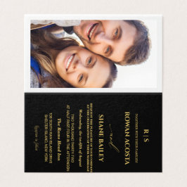 Lyxigt svart & guld bröllopsinbjudan RSVP-kort Kort