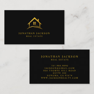 Lyxigt svart guld Fastighets Hus Logotyp Visitkort