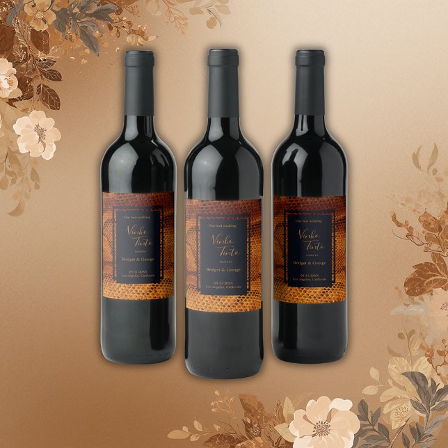 lyxigt vild orm hud djur bröllop  vinflaska etikett (Skapare uppladdad)