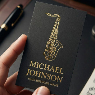 Lyxigt visitkort för musiker Guld Saxofon