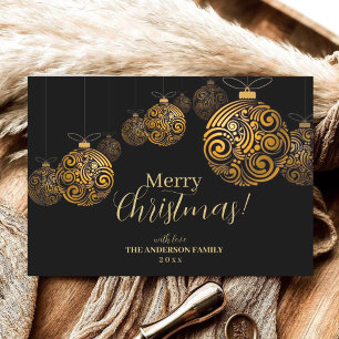 Lyxiskt Modern Black and Guld God jul Card Inbjudningar