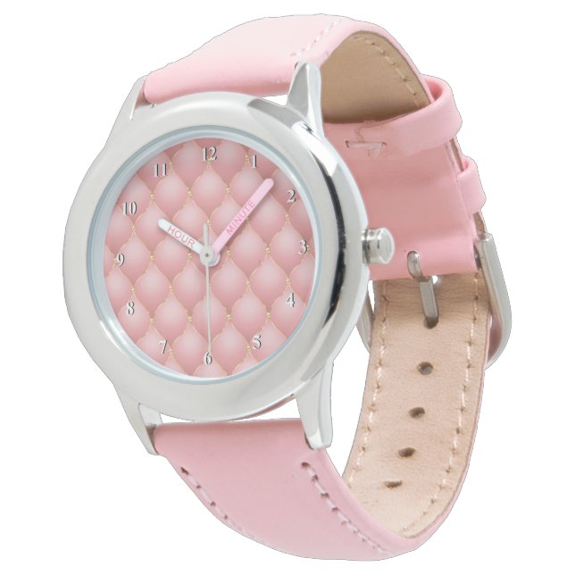 Lyxiskt  Rosa ros Guld Diamond Tuftade bevakning Armbandsur (Vinklad)