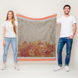 Lyxiumets moderna Vintage Blommigt Ro Fleecefilt