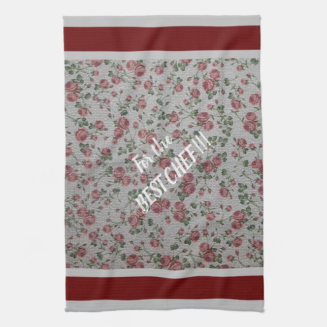 Lyxiumets moderna Vintage Blommigt Ro Kökshandduk (Vertikal)