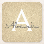 Lyxiury Guld Glitter & Gnistra Monogram Birthday Underlägg Papper Kvadrat<br><div class="desc">Guld Faux Glitter och Gnistra Elegant Monogram Födelsedagsfest Underlägg. Dessa Underlägg för Födelsedagsfest,  Möhippa,  Bröllop eller Bachelorette Party kan anpassas så att de omfattar ditt första och första namn. Kontakta designern om du vill ha anpassade matchande objekt.</div>
