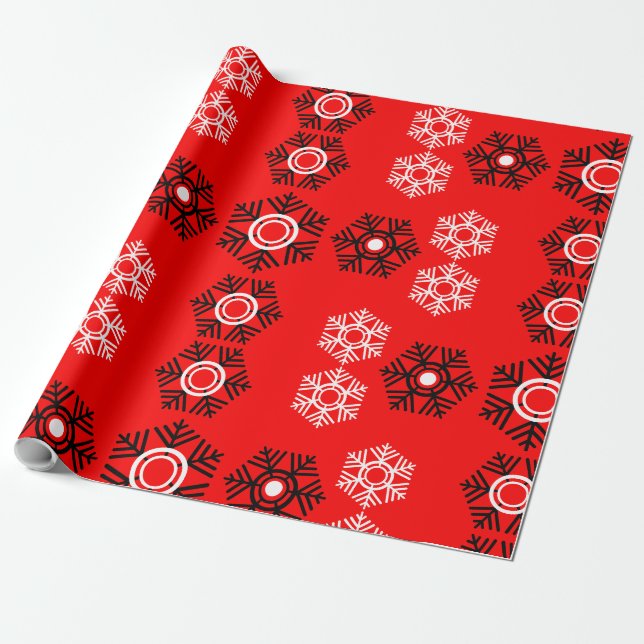 lyxjullött och vitt snöflingor presentpapper (Utrullad)