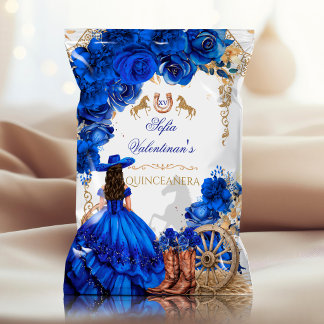 Lyxklänning Royal Blå Quinceañera Chipspåse Reklamblad
