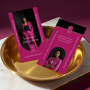 Lyxlägenheter Elegant svart guld & rosa foto Visitkort