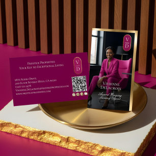 Lyxlägenheter Svart Guld Rosa Foto Monogram Visitkort