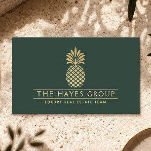 Lyxlägenhetsgrupp Guld Ananas Djupgrön Visitkort
