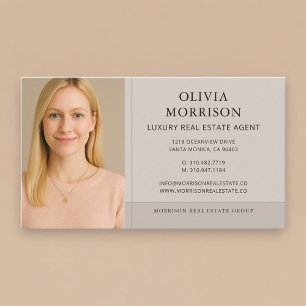 Lyxlägenhetsmäklare Neutral Taupe Foto Visitkort