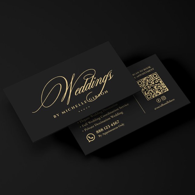 Lyxlighållare för bröllopsplanering Dekoratör Eleg Visitkort (Luxury Wedding Planner Decorator Elegant Black Business Card
)