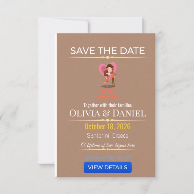 Lyxligt destinationsbröllop Save The Date Spara Datumet (Framsida)