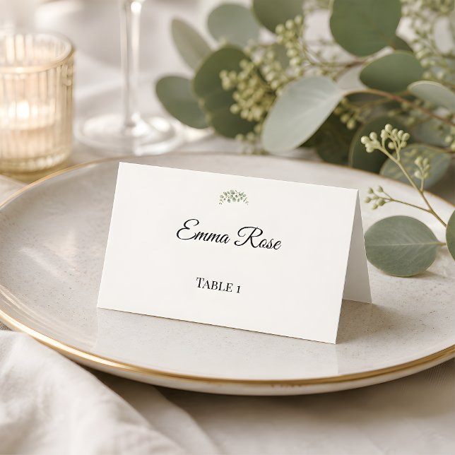 Lyxluxuriös Eukalyptusgrönska Bröllop Placeringskort (Eucalyptus wedding themed reception place card)