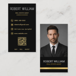 Lyxmäklare Black Gold QR-foto Visitkort