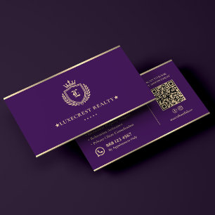Lyxmäklare inteckningsförmedlare Royal Purple Cres Visitkort