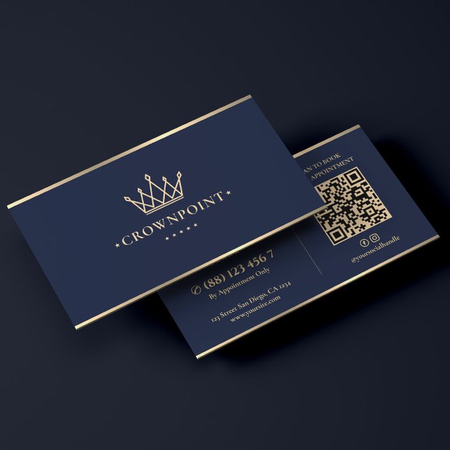 Lyxmarknadsföring Varumärke Kron Mörk Navyblå Visitkort (Luxury Marketing Branding Crown Dark Navy Blue Business Card
)
