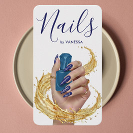 Lyxnagelkonstnär Manikyrist Koboltblå Guld Visitkort