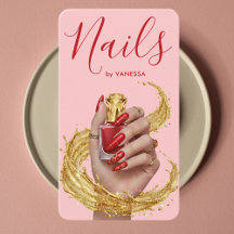 Lyxnagelkonstnär Manikyrister Rosa & Guld Nagelkon