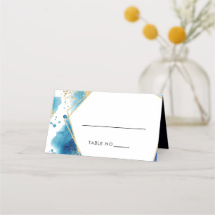 Lyxplatskort för Guld och blått Ram vid Bröllop Placeringskort