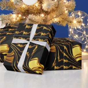 Lyxpresenter: Helt flytande guld svart monokrom Presentpapper
