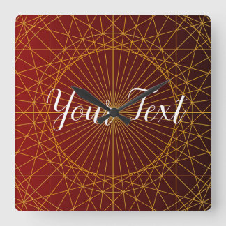 lyxröd guld-gradient mandala Wall Clock Fyrkantig Klocka