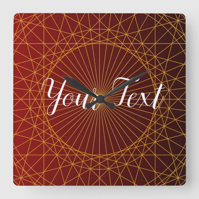 lyxröd guld-gradient mandala Wall Clock Fyrkantig Klocka (Framsida)