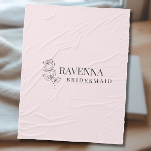 Lyxrosa Rosa Linje Konst Personligt Namn Fleecefilt