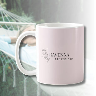 Lyxrosa Rosa Linje Konst Personligt Namn Kaffemugg