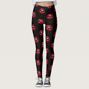 Lyxskönhet Glam Röda Droppande Läppar Leggings