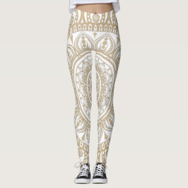 Lyxur guld och vit design Mandala blommigt Yoga Leggings