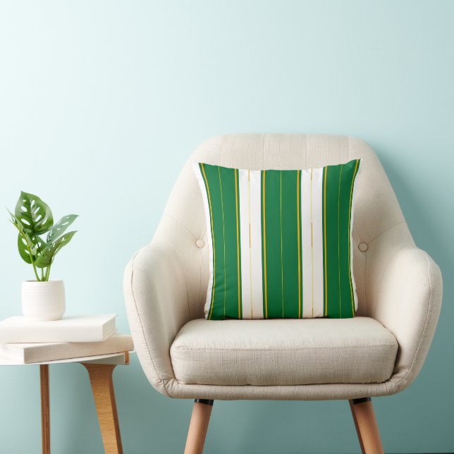Lyxurt Linen Modern Grönt Guld Struktur Kudde (Stol)
