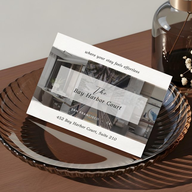 Lyxuthyrningsvärd För Fastighetsförvaltare Foto (Luxury Vacation Rental Property Host Manager Photo Calling Card1)
