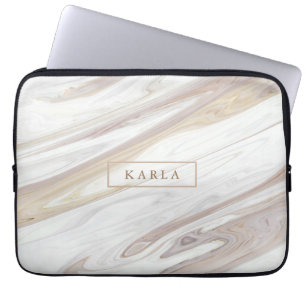 Lyxvit och beige marble struktur laptop fodral