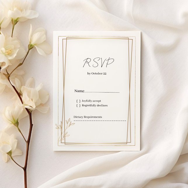 Lyxvit och guld minimalistisk OSA Inbjudningar (Luxury white and gold minimalist RSVP)