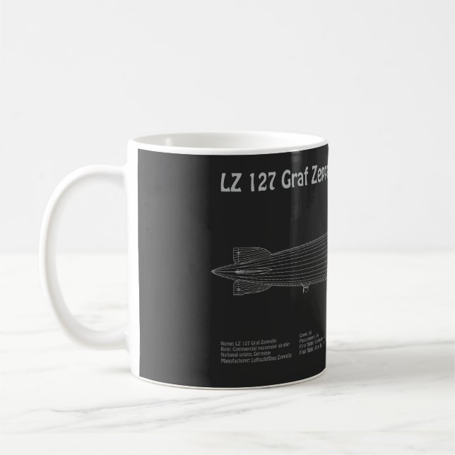 LZ 127 Graf Zeppelin - Planer för flygplansavtryck Kaffemugg (Vänster)