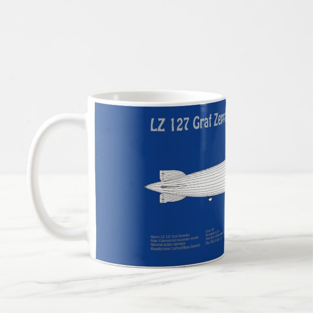 LZ 127 Graf Zeppelin - Planer för flygplansavtryck Kaffemugg (Vänster)